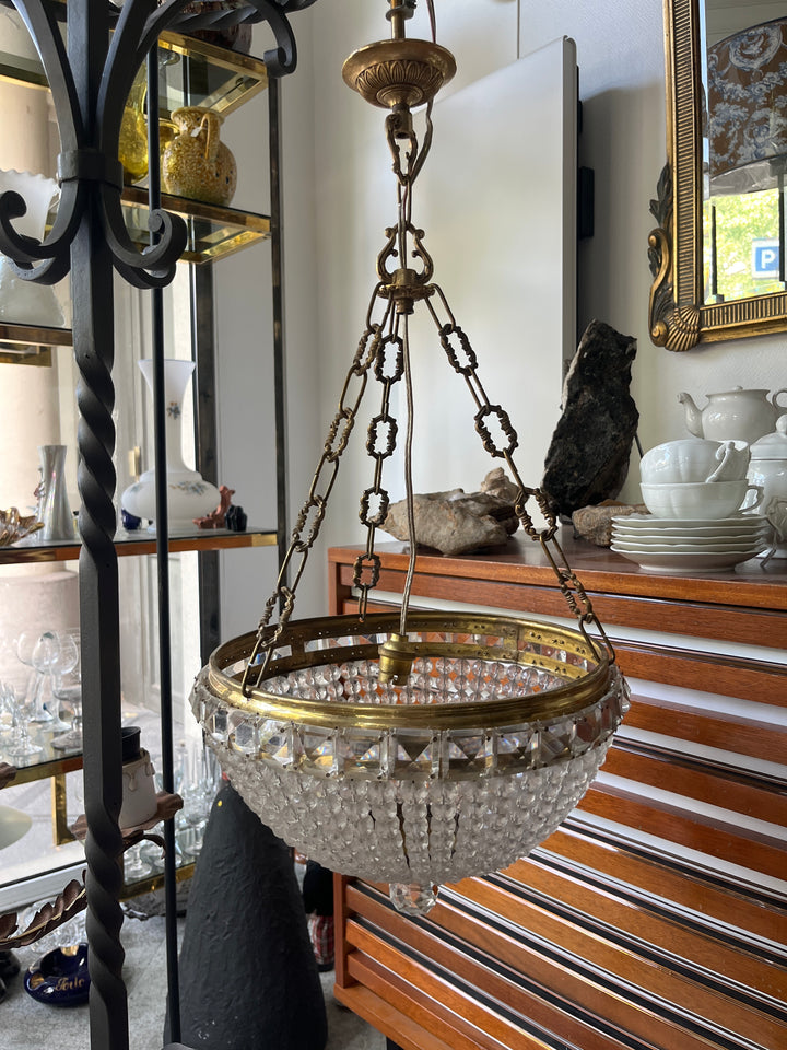 lustre corbeille art déco à pampilles