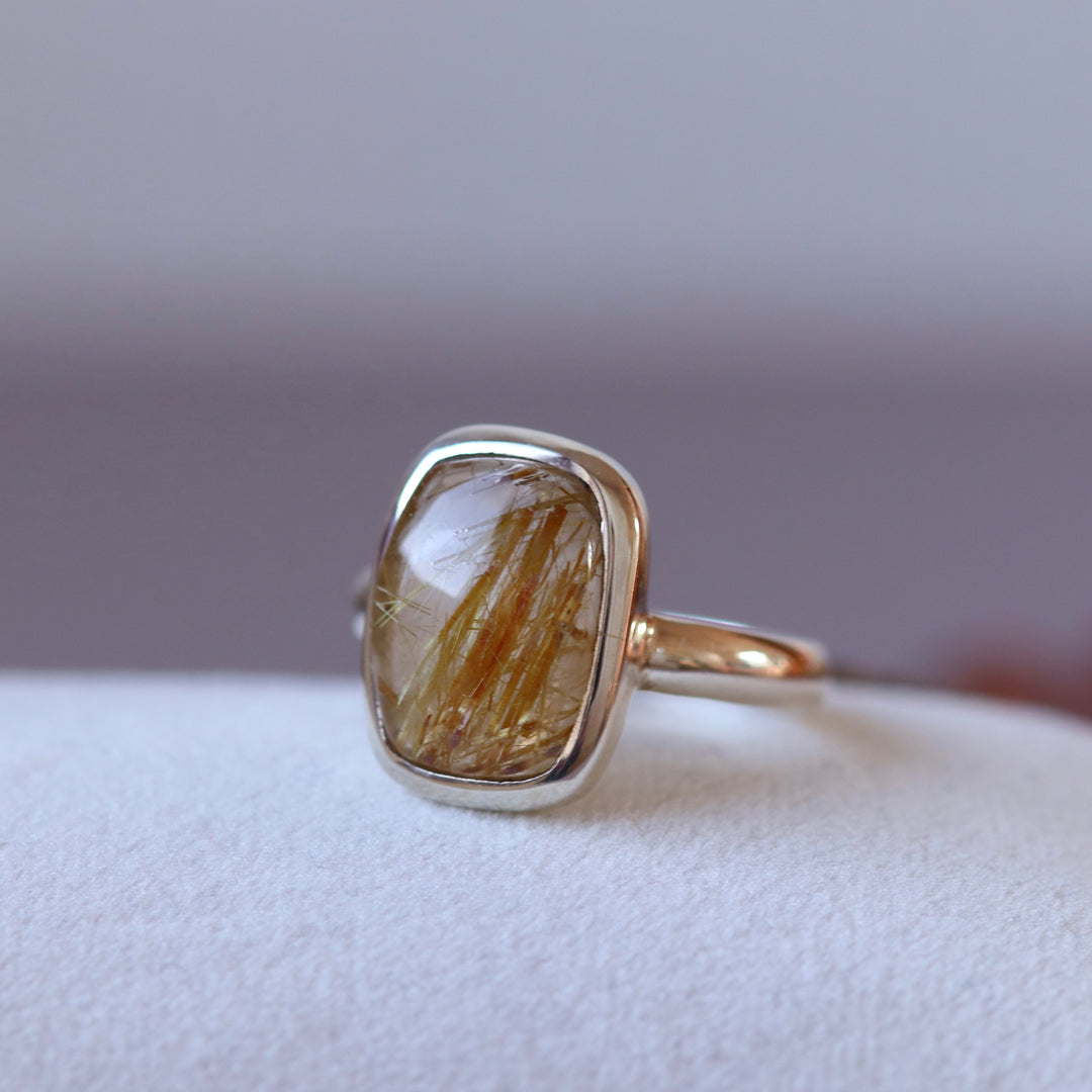 Bague avec Quartz à Rutile en argent - taille 56.5  - BS093