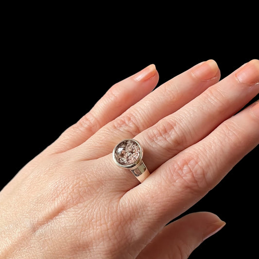 Кольцо из серебра с кварцем лодолитом - размер 57 - BS056