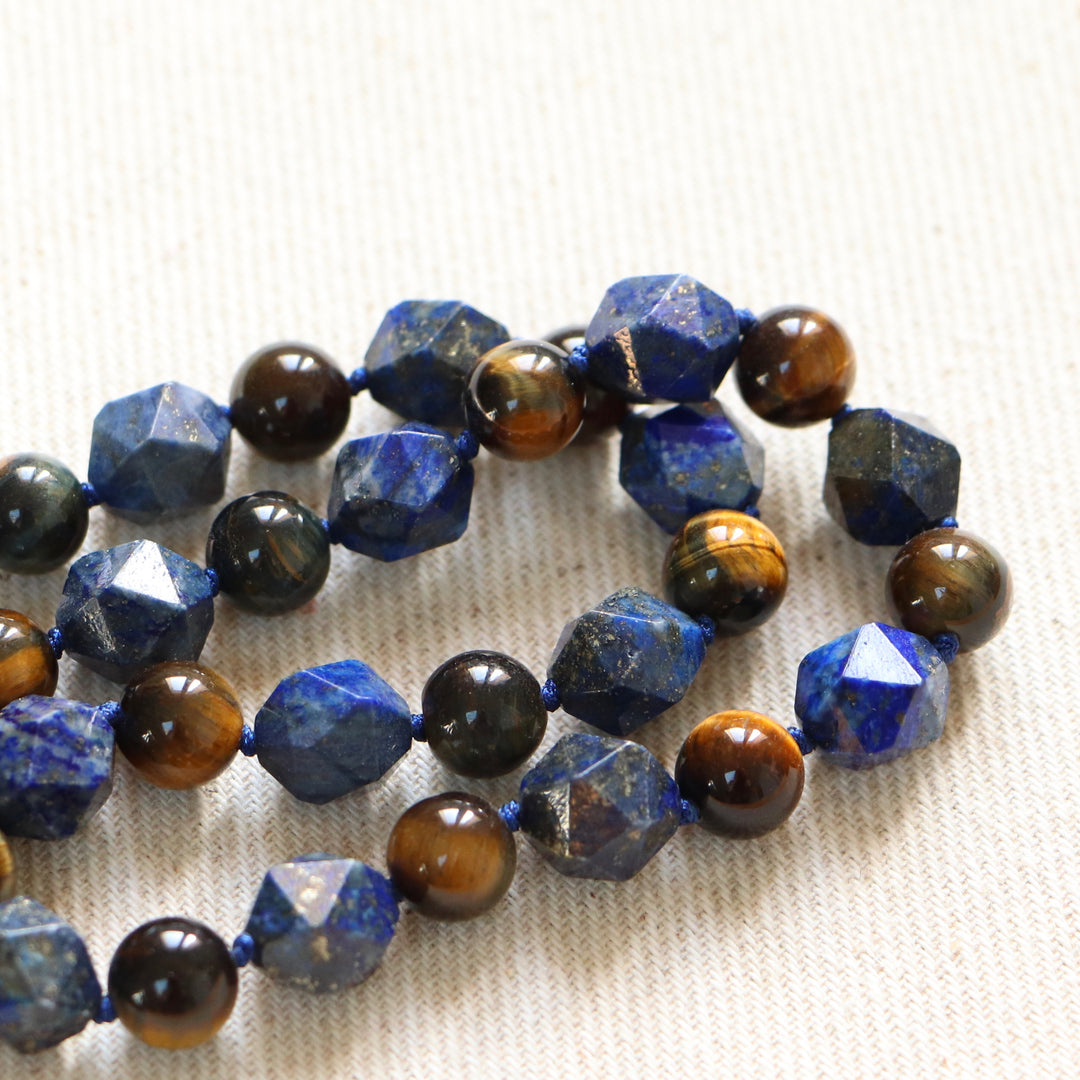 天然结项链（Lapis Lazuli，Tiger Eye）48厘米