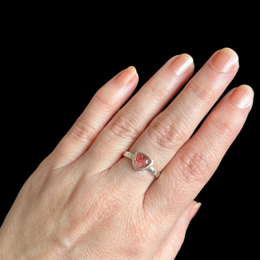 Bague avec quartz fraise en argent - taille 52  - BS113