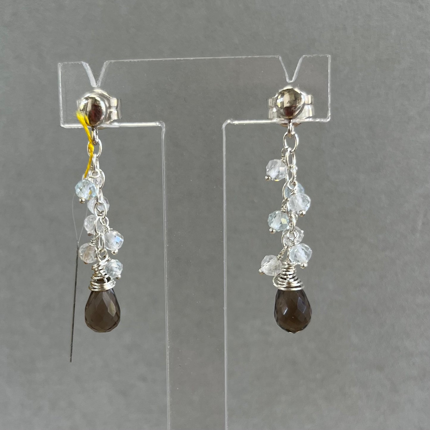 Earrings with smoky quartz and topaz