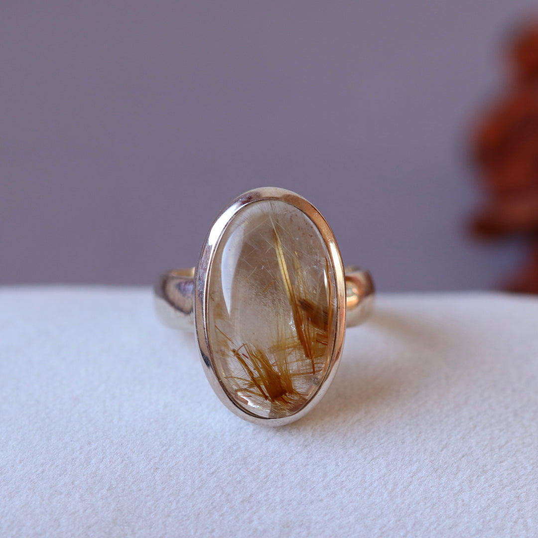 Bague avec quartz rutile en argent - taille 60 - BS012