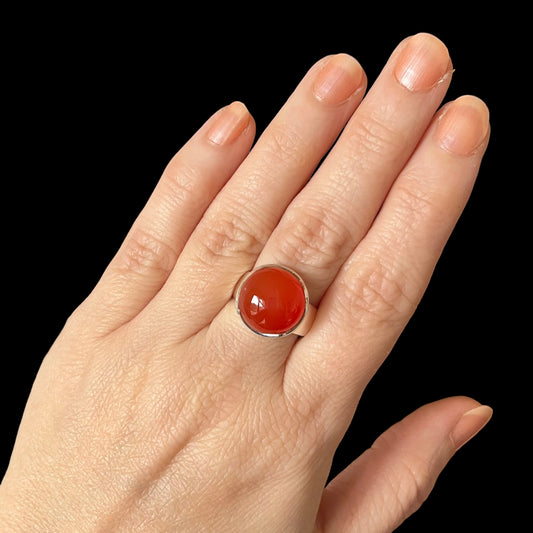 Ring with carnelian in silver - size 56 - BS076