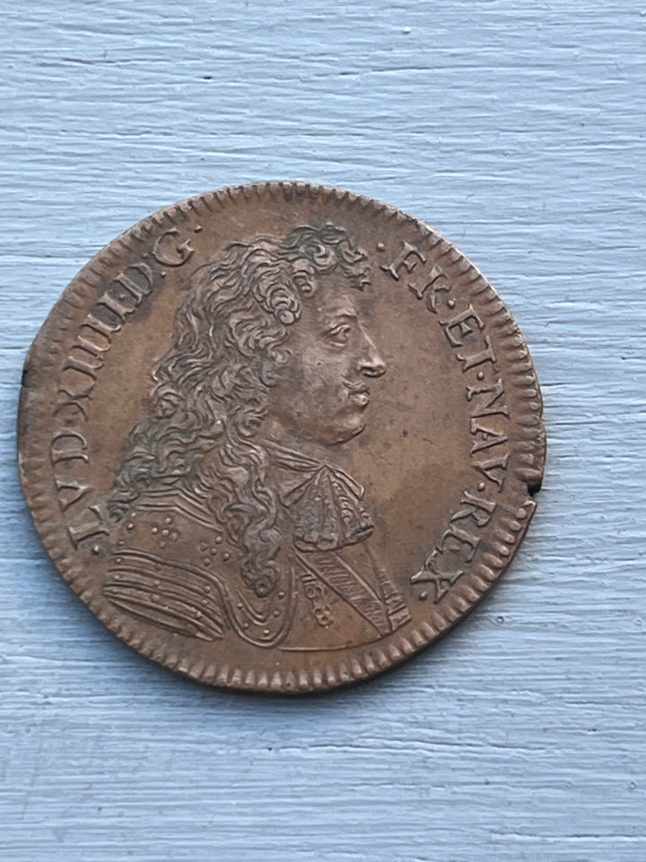 Copper token, king's building, LOUIS XIV 1668