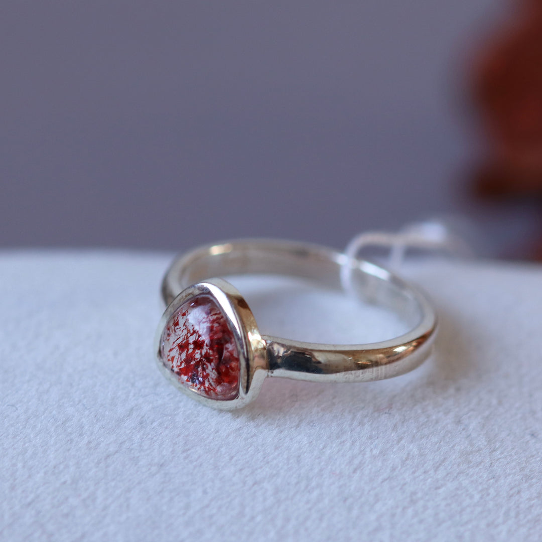 Bague avec quartz fraise en argent - taille 52  - BS113