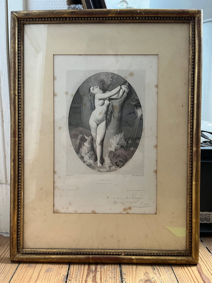 gravure néoclassique l’angélique d’ingres dédicace de mr Haro