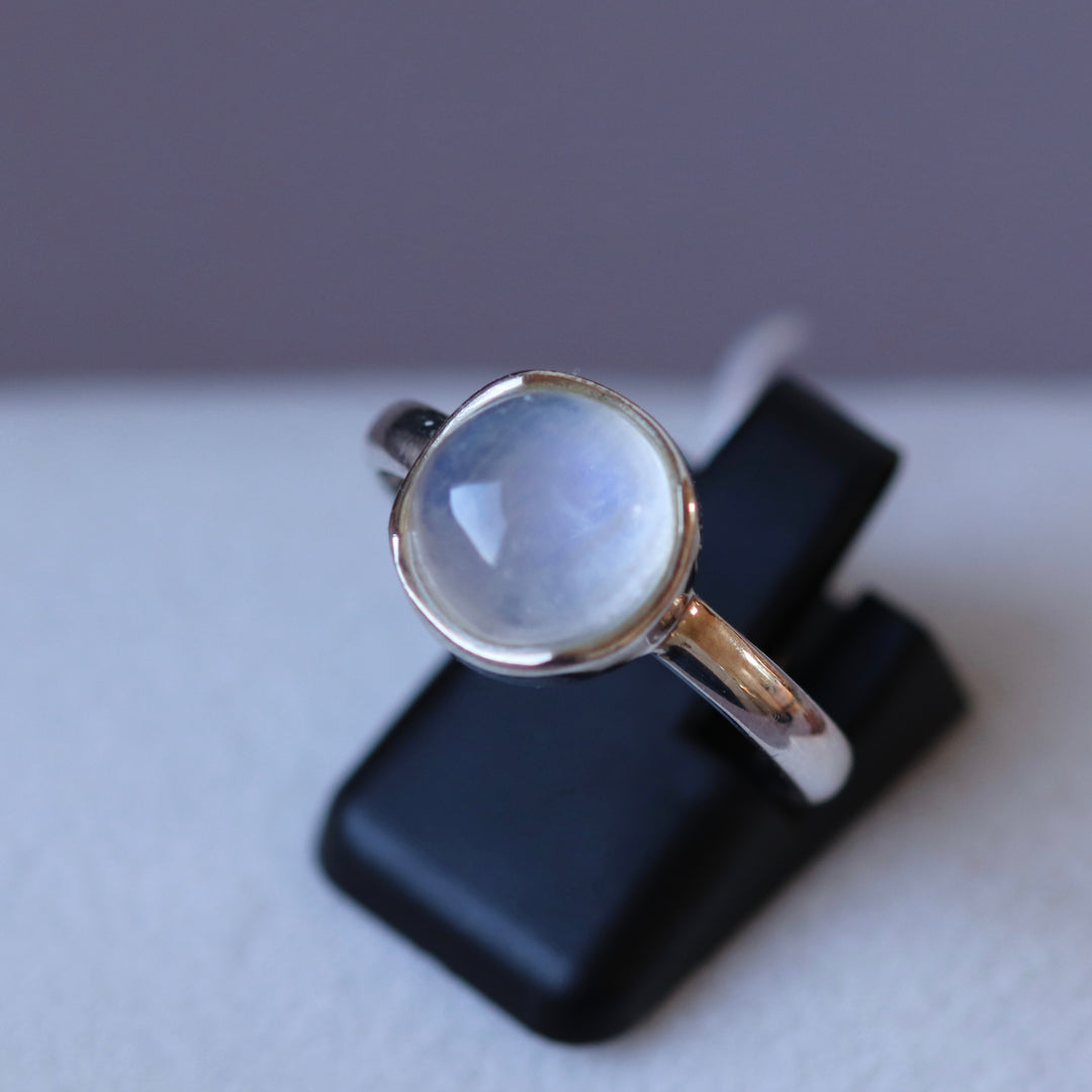 Silver ring with white labradorite - size 62 - BS088