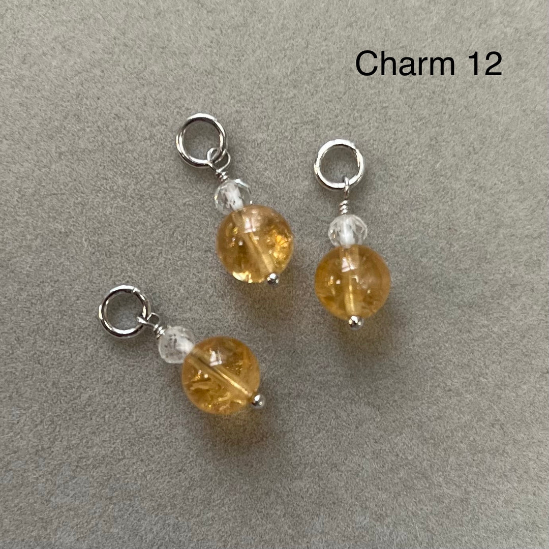 Charme (Mini -Anhänger) in rhodiativer Silber mit Natursteinen - Citrine - 12