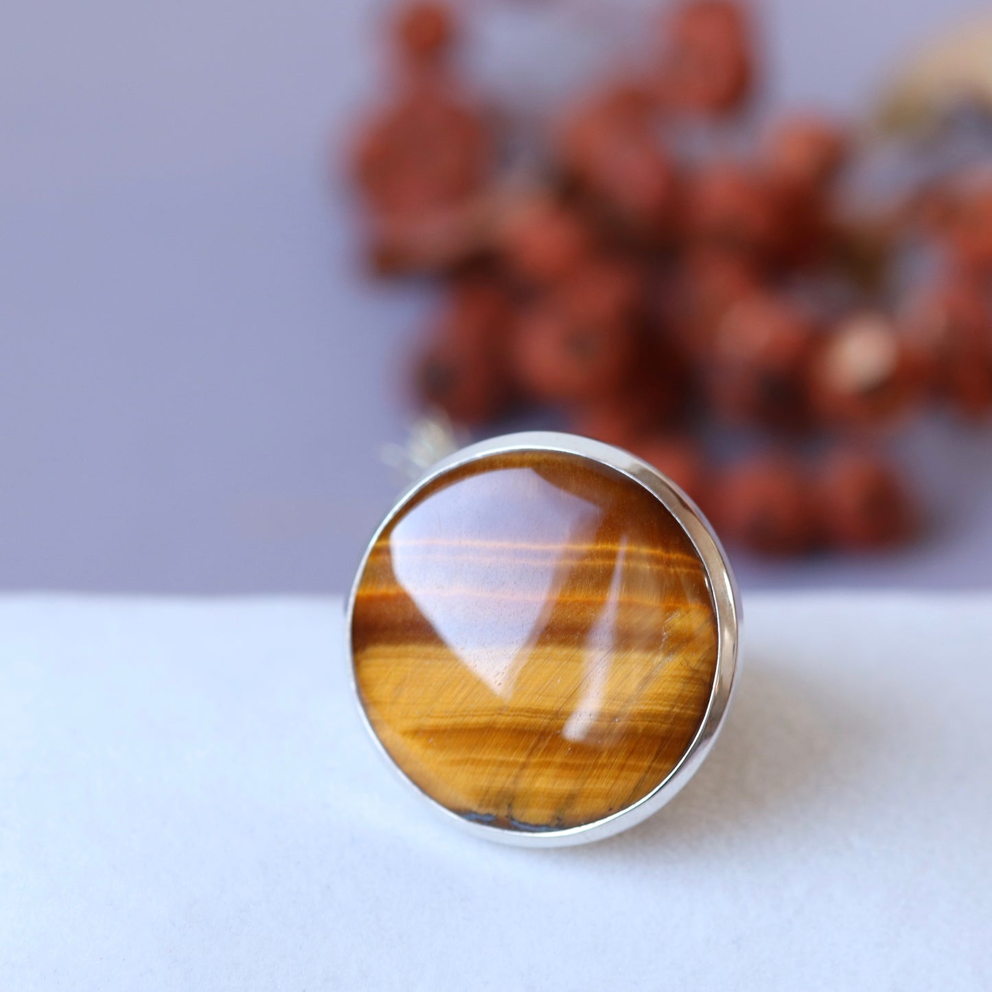 Silver ring with tiger's eye BS013