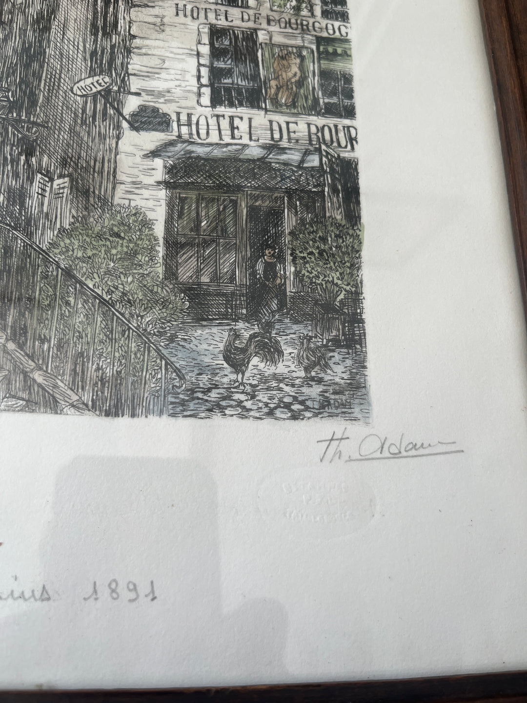 Eau forte de Paris rue des Ursins par therese adam 1891