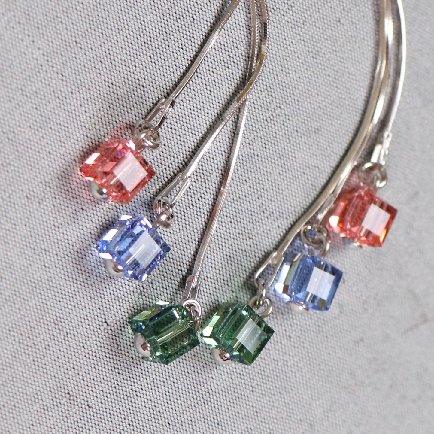 Earrings with Swarovski crystals, rhodium-plated silver, crystal, CANDICE