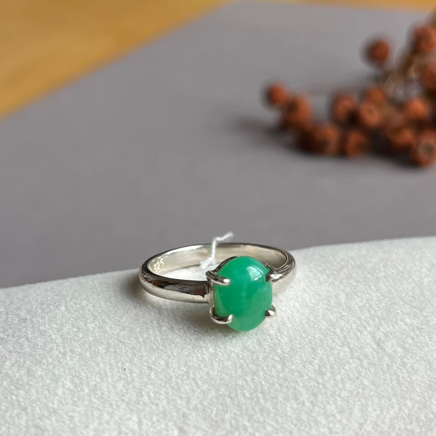 Bague avec chrysoprase en argent - taille 56  - BS103