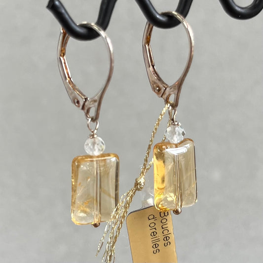 Silver earrings with citrine