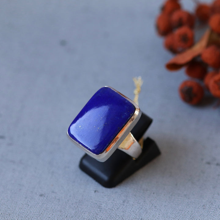 Bague avec lapis lazuli en argent - taille 56 - BS022