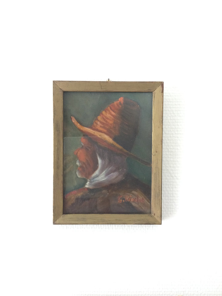 tableau homme au chapeau de G Rioche