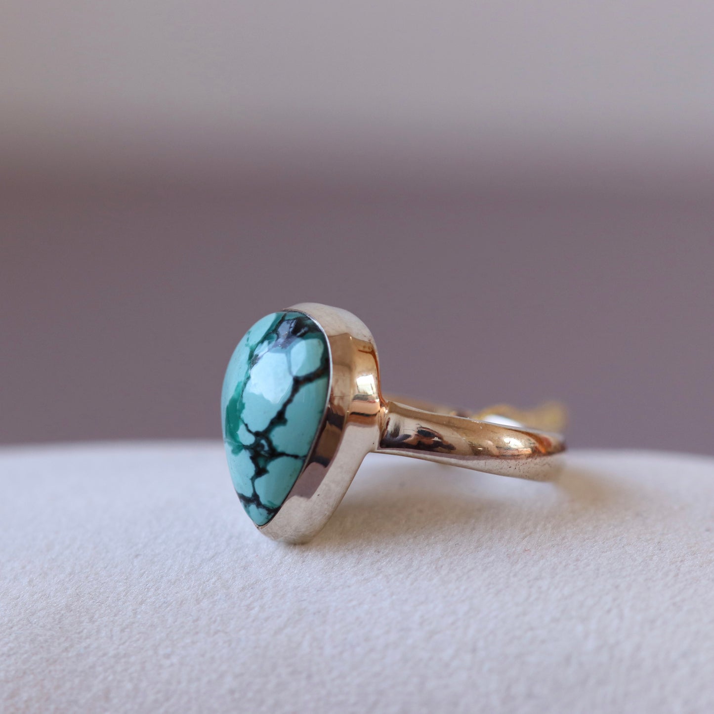 Ring with turquoise in silver - size 57 - BS030