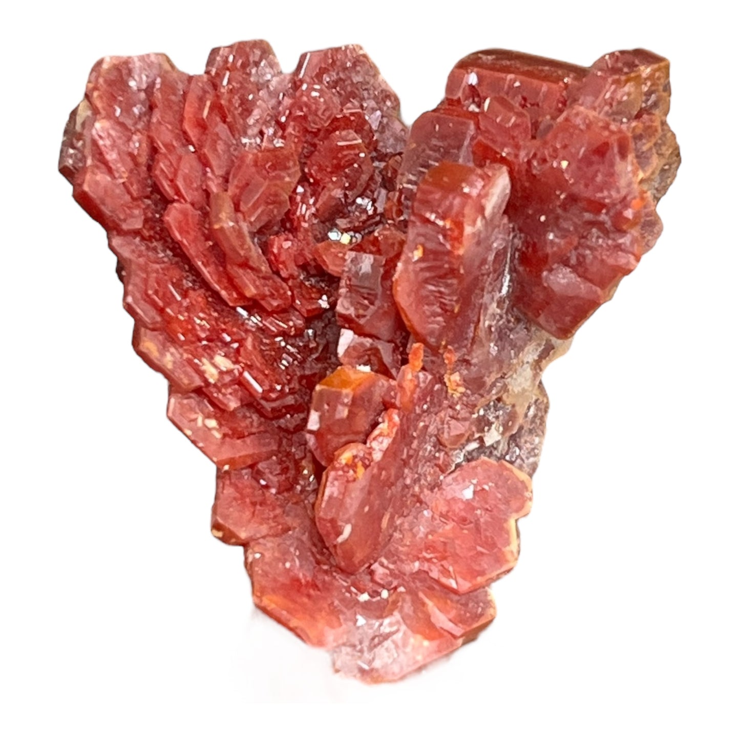 Red-brown twinned vanadinite from Morocco