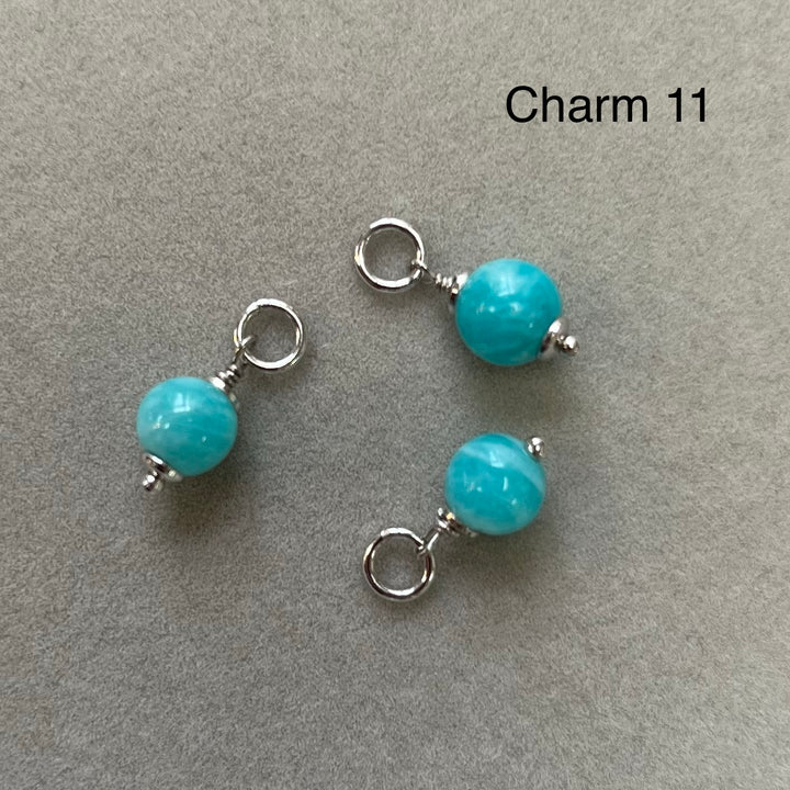 Charm (mini pendentif) en argent rhodié avec pierres naturelles - amazonite - 11