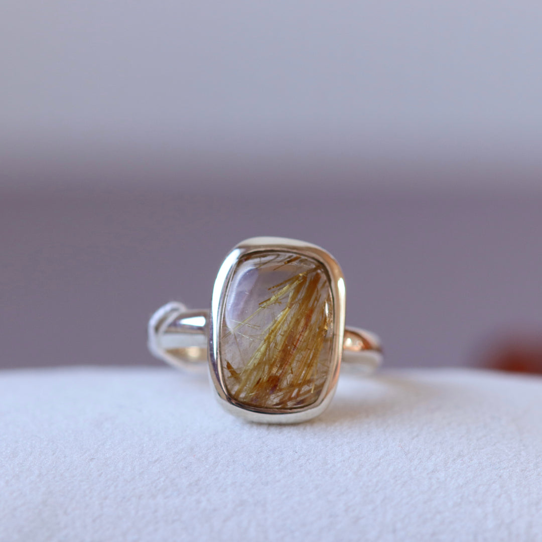 Bague avec Quartz à Rutile en argent - taille 56.5  - BS093