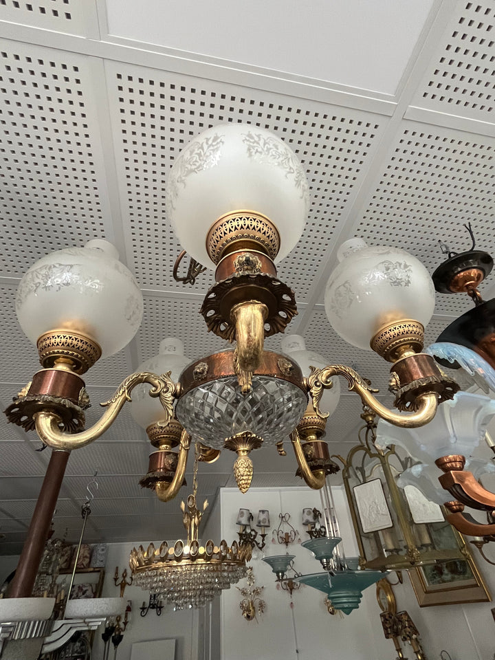lustre 6 feux têtes de lion maison Mathieu Fall style napoléon 3