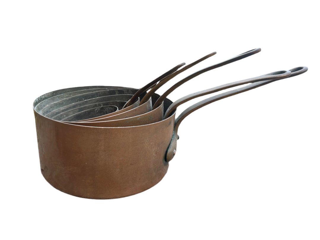 6 casseroles en cuivre 10 à 20 cm
