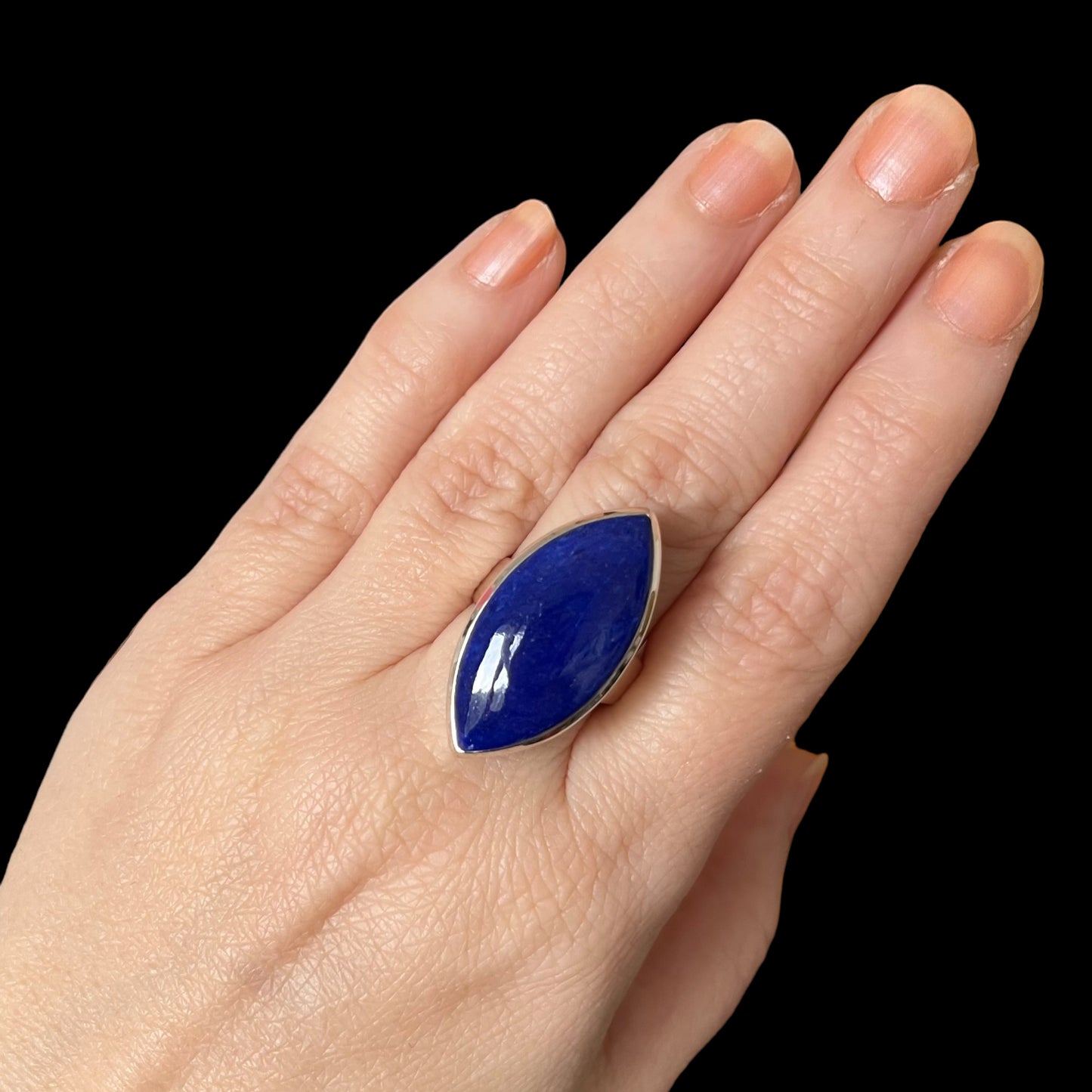 Ring mit Lazuli Lapis in Silber - Größe 57 - BS021