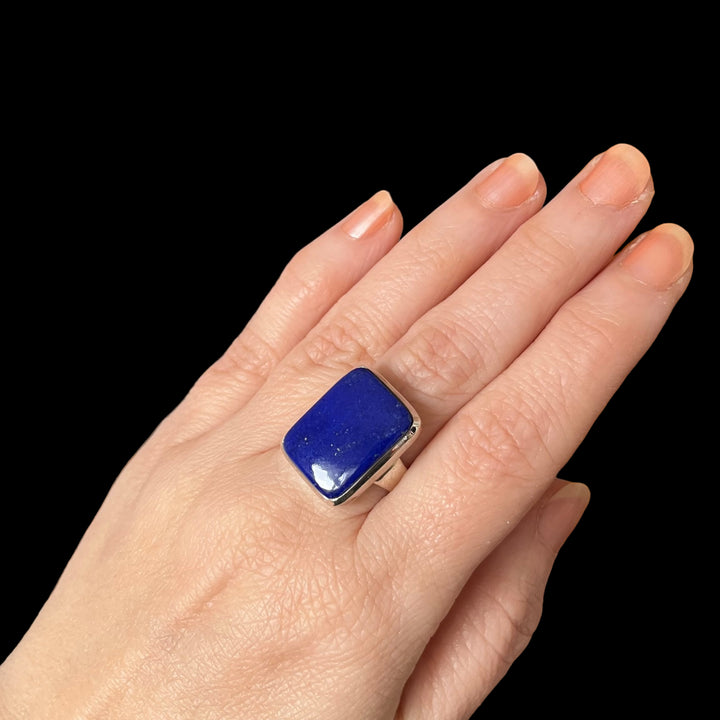 Bague avec lapis lazuli en argent - taille 56 - BS022