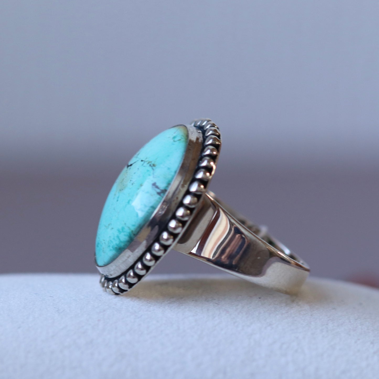 Bague avec turquoise tibétaine en argent - taille 60  - BS052