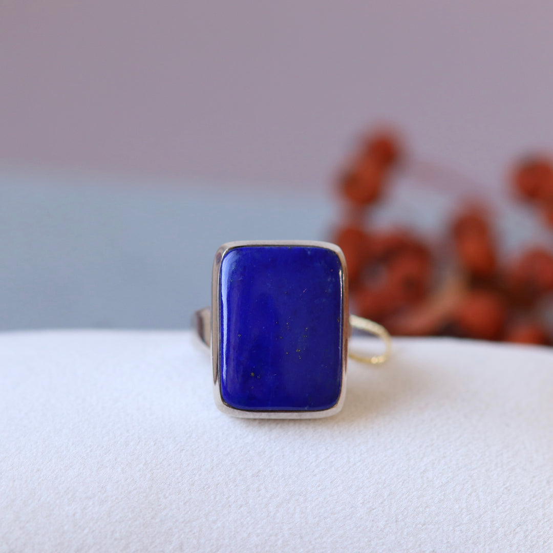 Bague avec lapis lazuli en argent - taille 56 - BS022