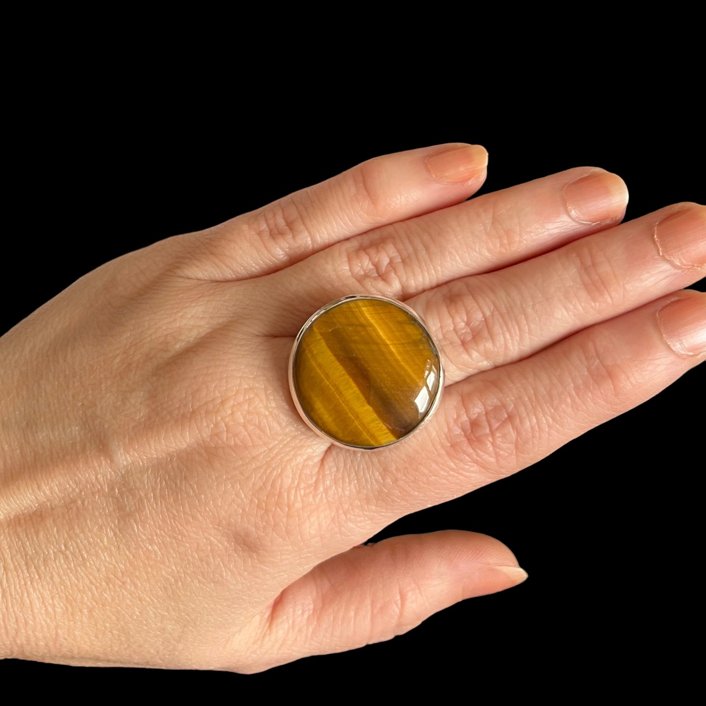 Silver ring with tiger's eye BS013