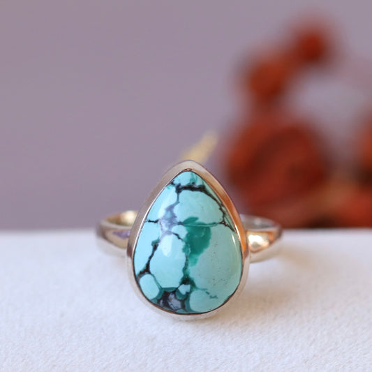 Ring with turquoise in silver - size 57 - BS030