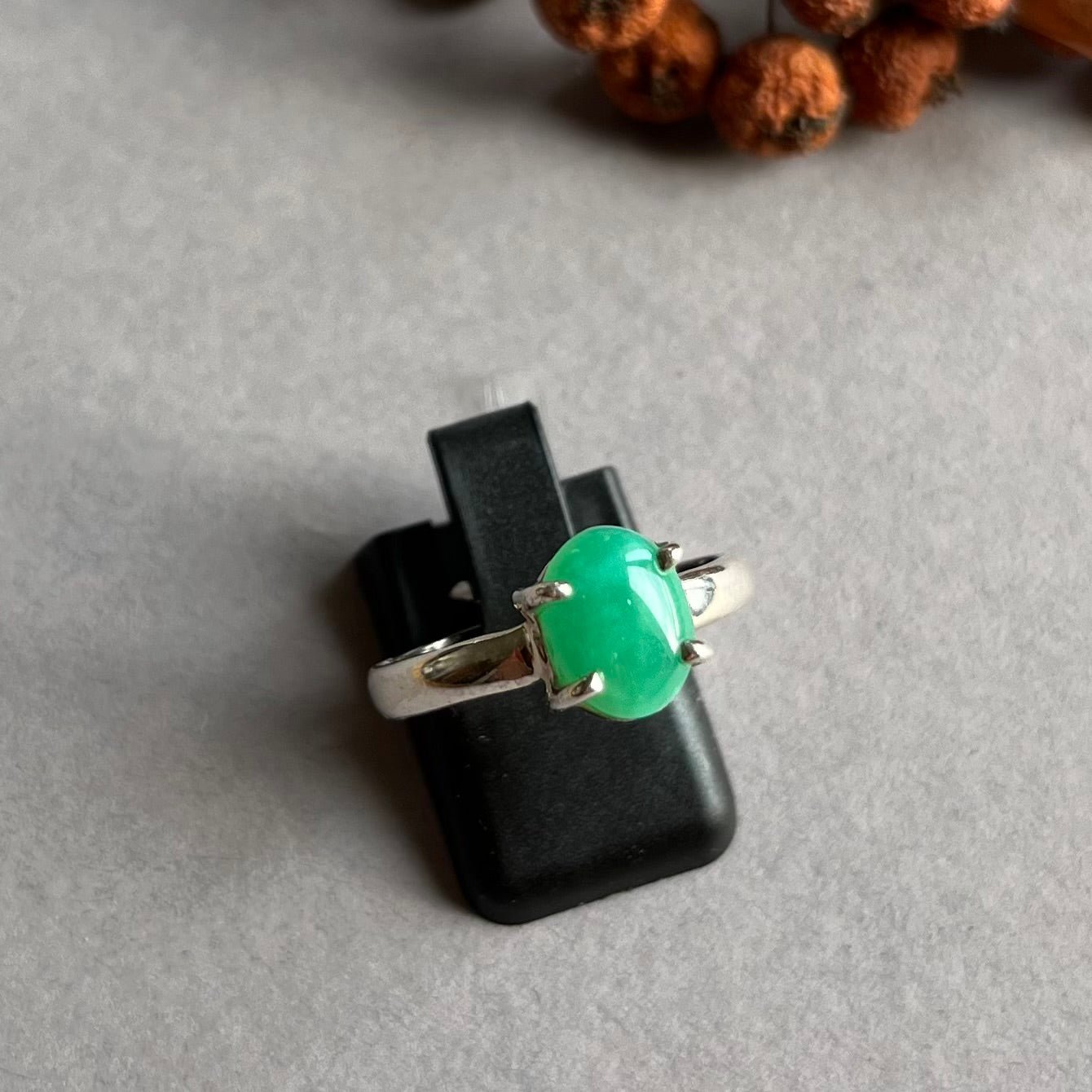 Bague avec chrysoprase en argent - taille 56  - BS103