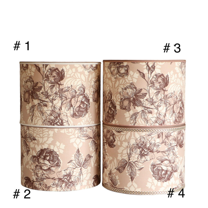 Abat-jour ROSE SHABBY CHIC contrecollé en tissu, ref R4