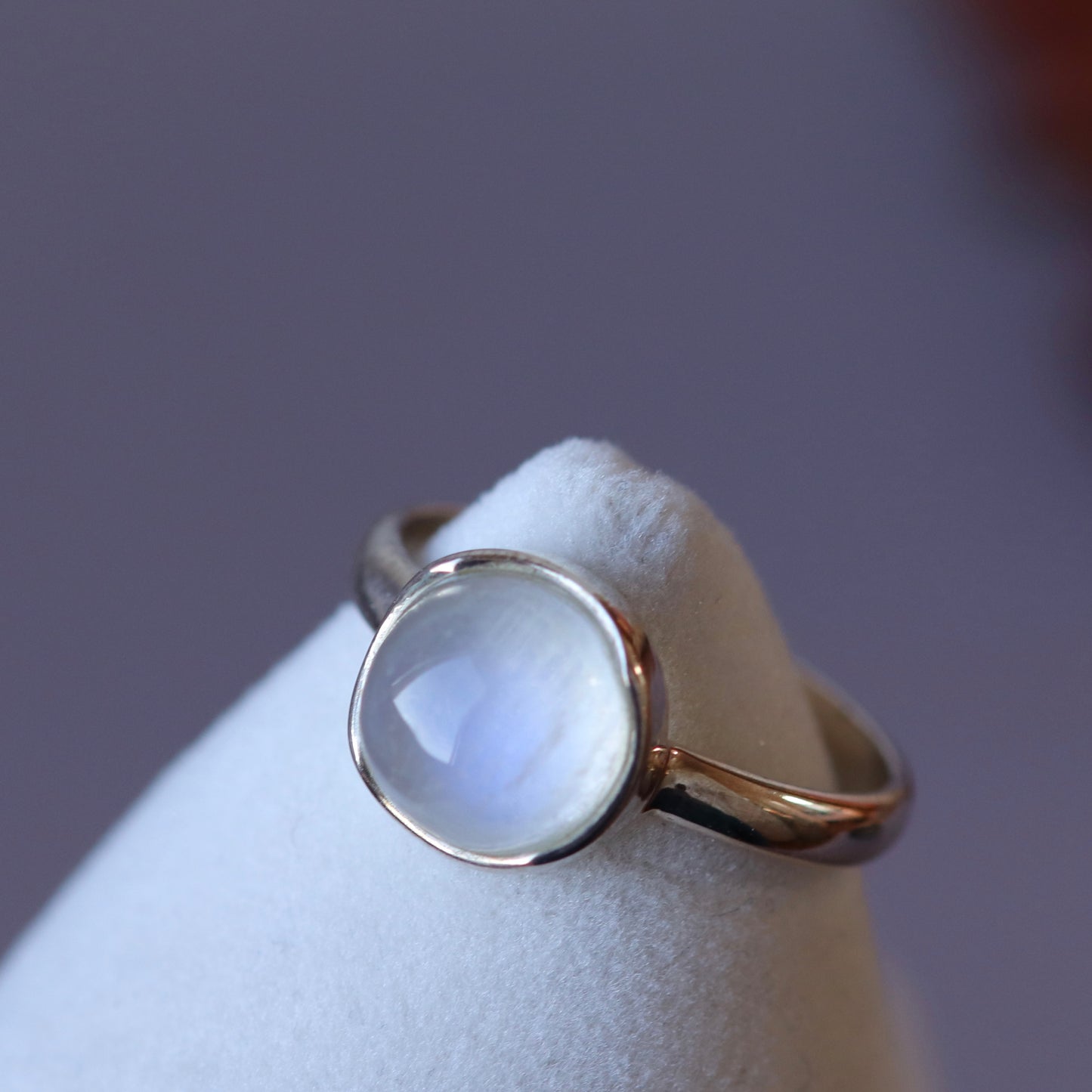 Bague en argent avec labradorite blanche - taille 62  - BS088