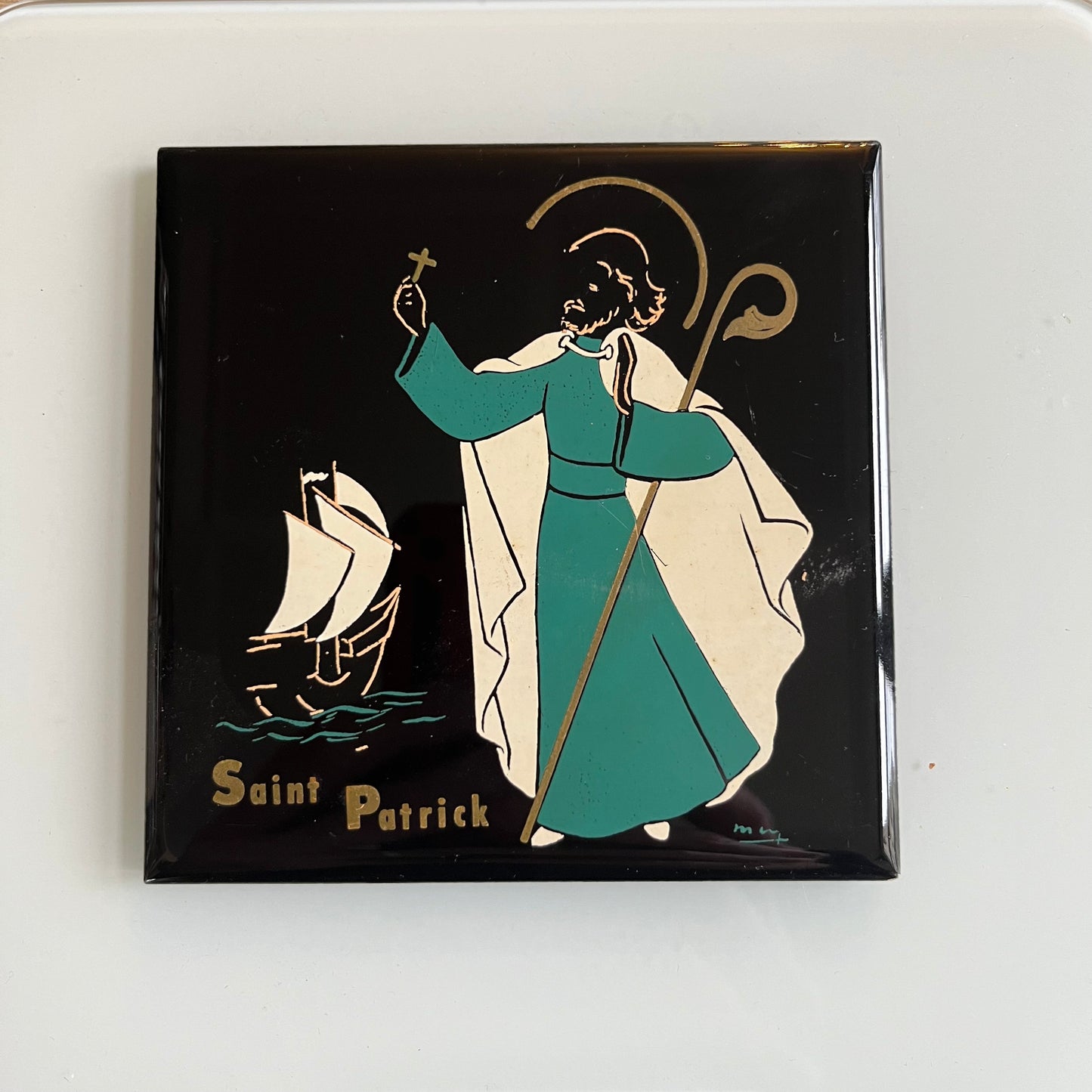 Saint Patrick Ceramics Carreau Limoges por Fernand Mery