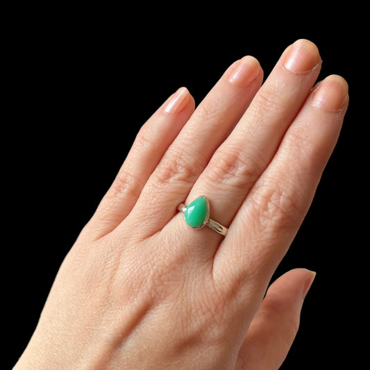 Ring mit silbernen Chrysoprase - Größe 59 - BS102