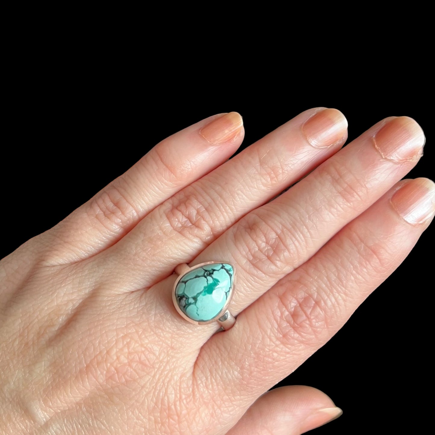 Ring with turquoise in silver - size 57 - BS030