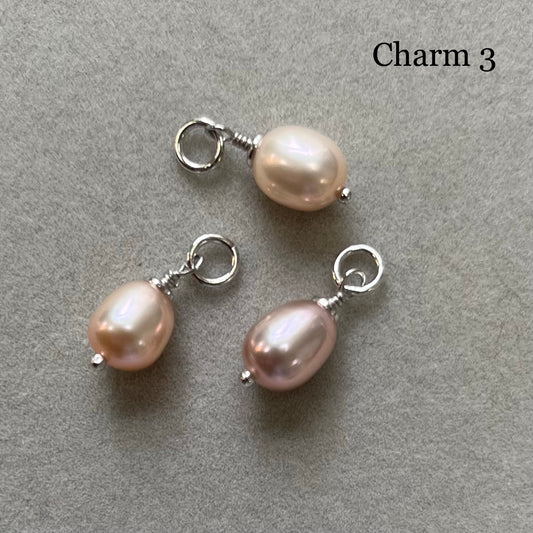 Charm (mini pendentif) en argent rhodié avec pierres naturelles - perle - 3