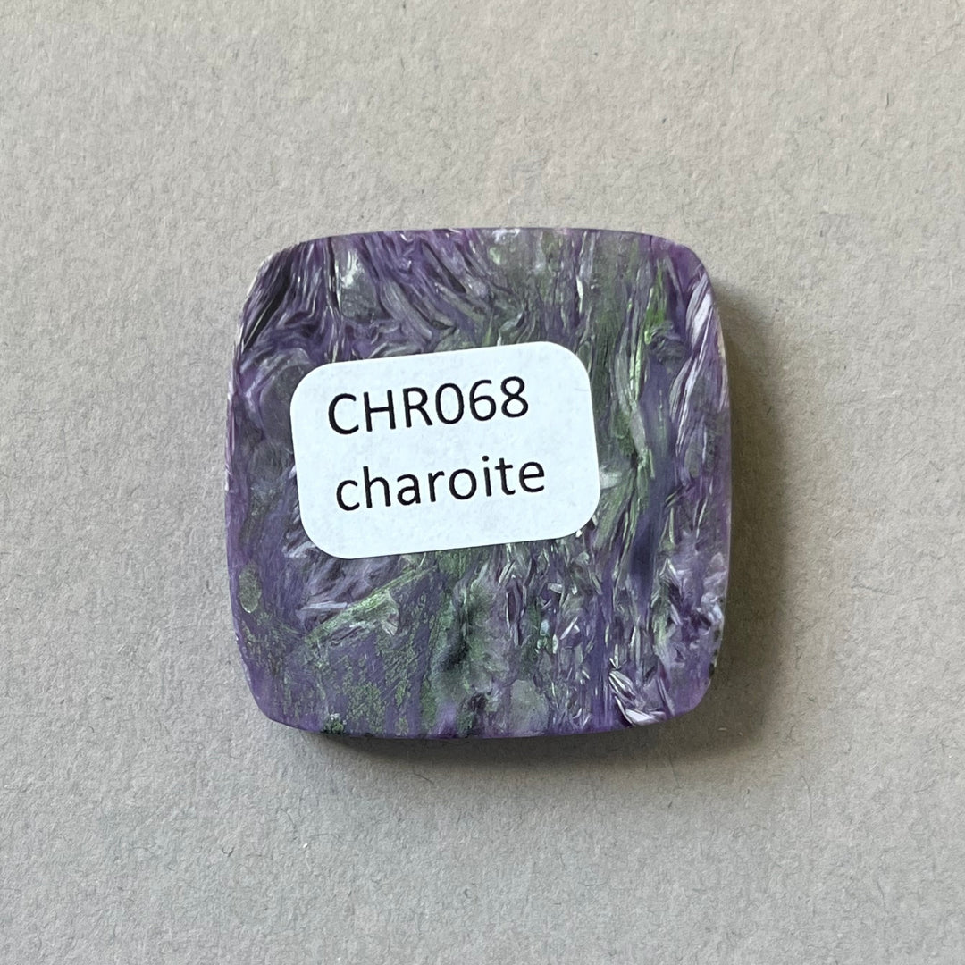 Charoite, CHR068, cabochon cut, 30x30x6 mm