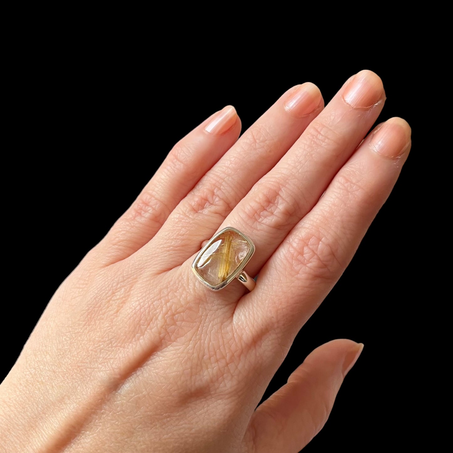 Ring with Rutile Quartz in silver - size 59 - BS094