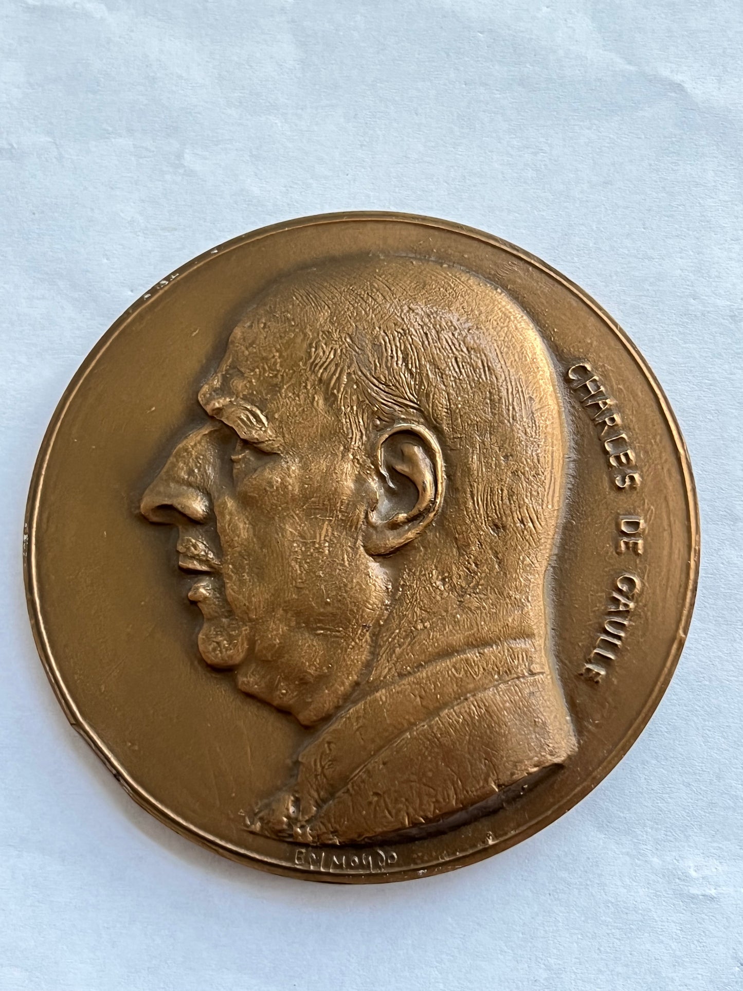 бронзовая медаль Генерал де Голль Деревянная работа Бельмондо 1979 г.