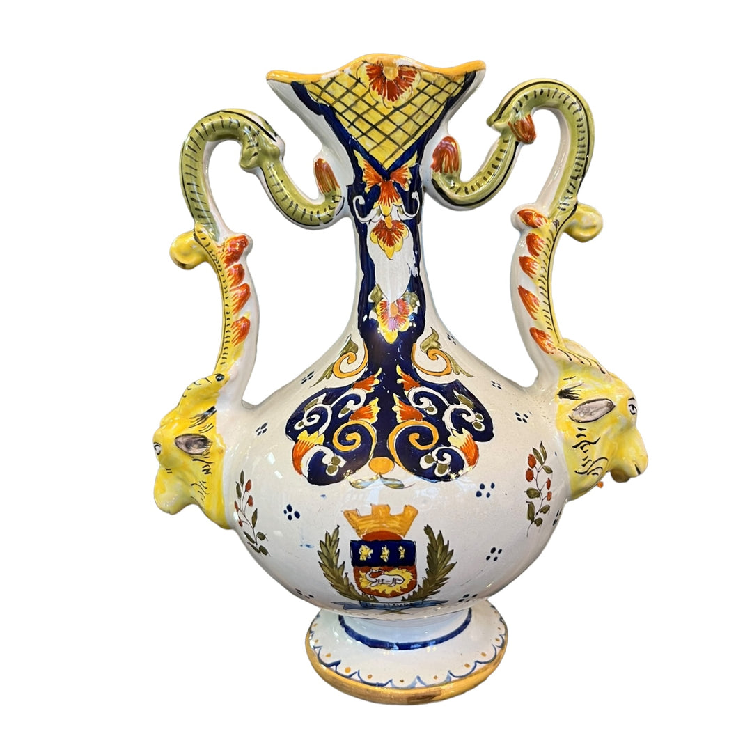 Vase Coat of arms of the Havre Faïence de Boulogne Jules Verlingues