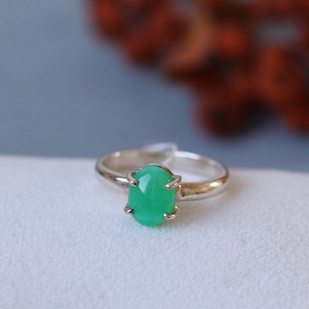 Ring mit silbernen Chrysoprase - Größe 56 - BS103