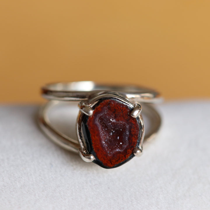 Ring mit Calcédonia Geode in Silber - Größe 61 - BS111