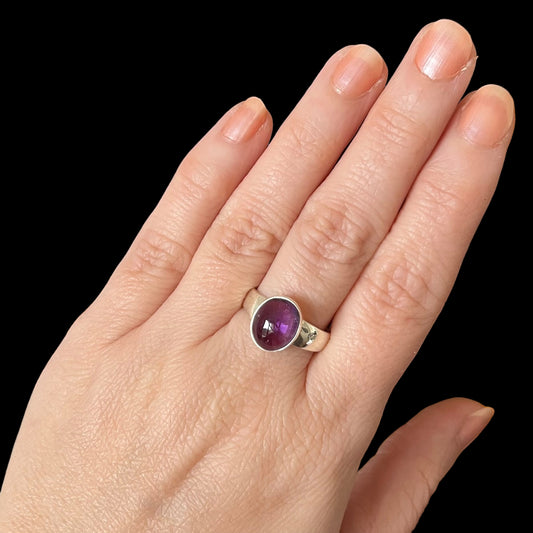 Ring with amethyst in silver - size 57 - BS038