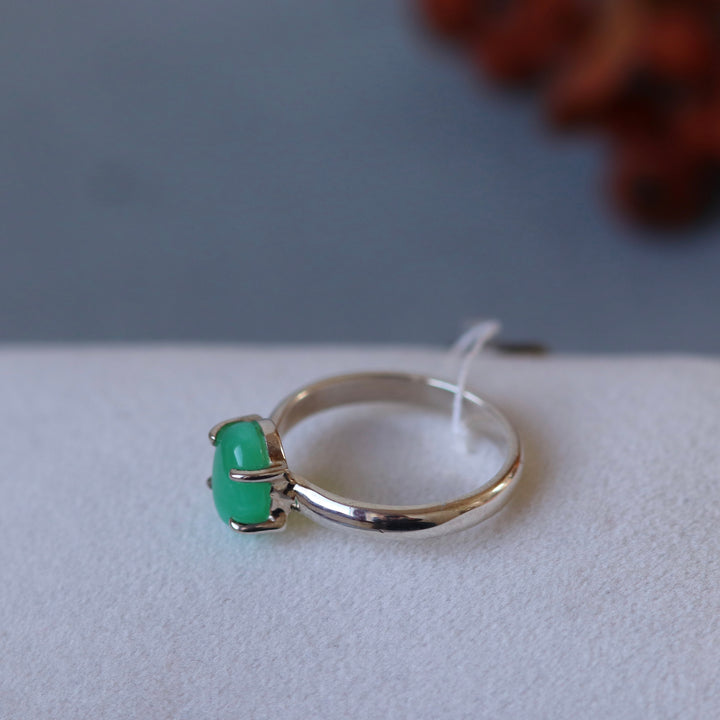 Ring mit silbernen Chrysoprase - Größe 56 - BS103