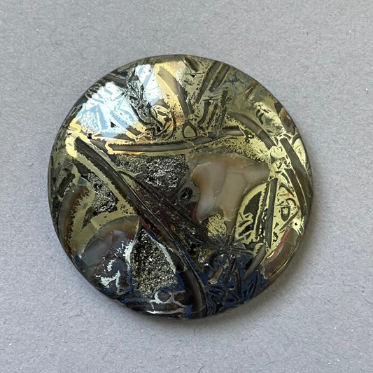 Ammonite pyritisée, AM_P174, taille cabochon, 44x44x7 mm