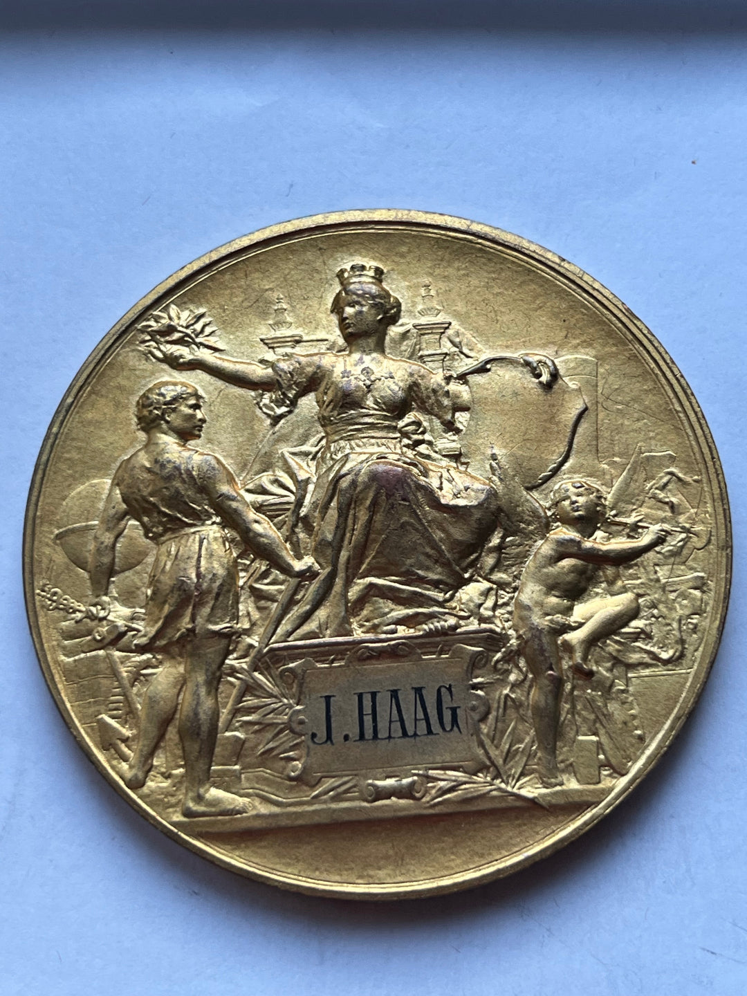 Medaille bronze doré Exposition du progrès national 1909 mathématicien Jules Haag