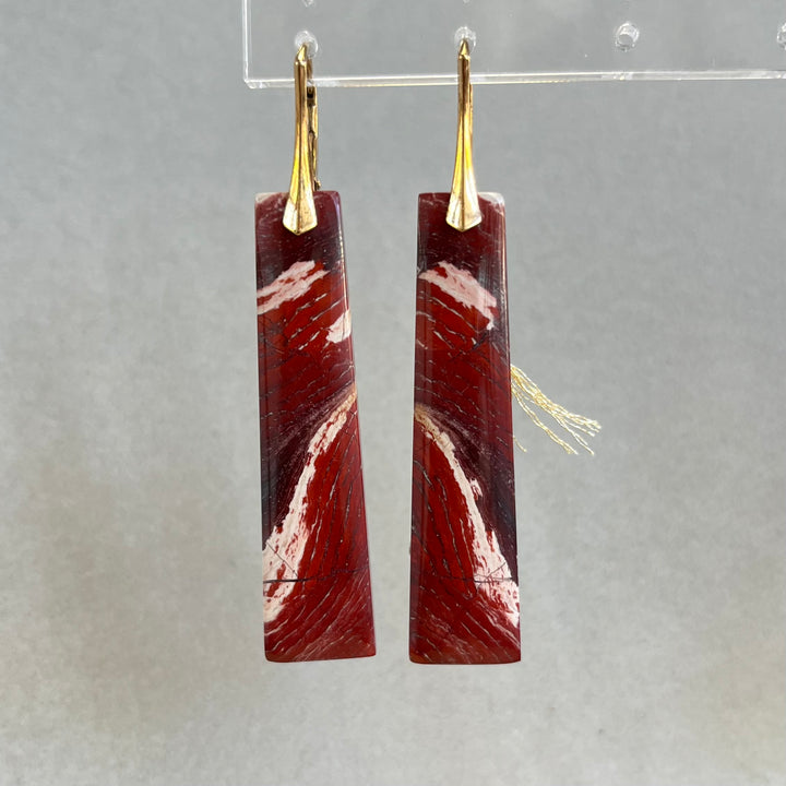 Boucles d’oreilles avec jaspe rouge, en argent